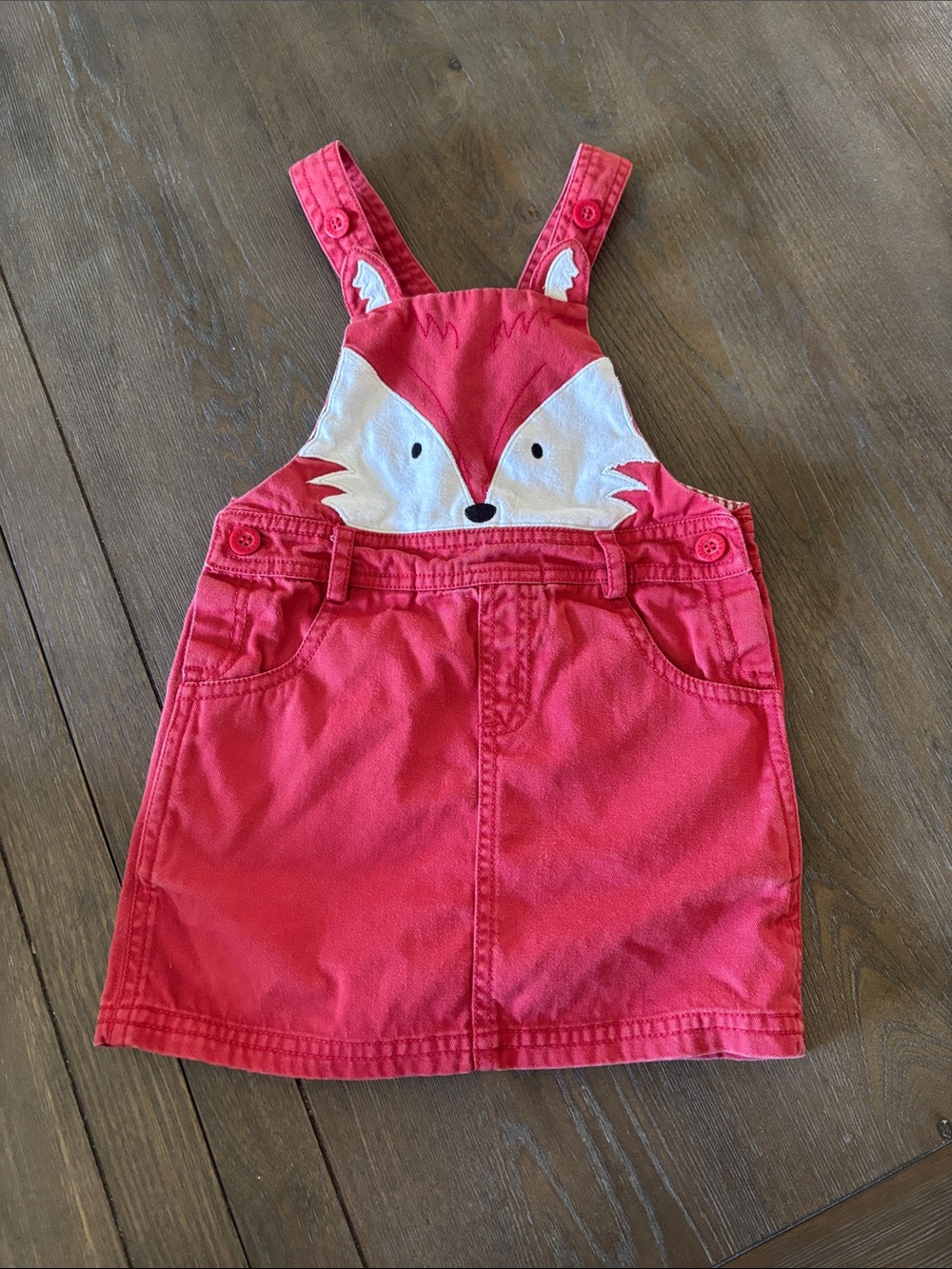 Kids Fox Applique Overall Dress